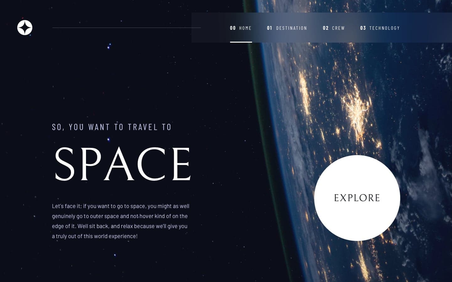 Space Tourism Website screenshot